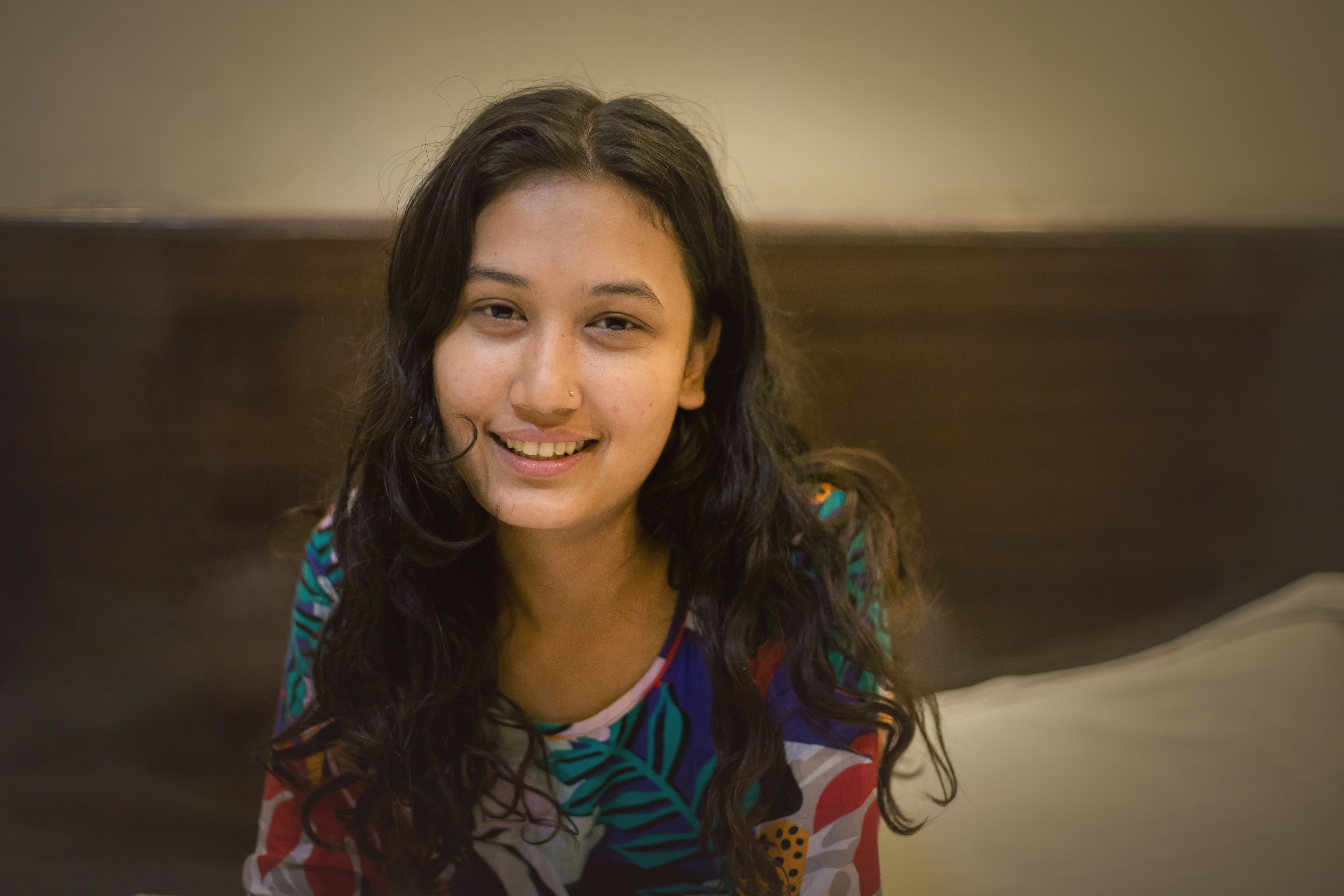 Portrait of the founder of Sapphire Cove Skincare, a woman with a warm and gentle smile